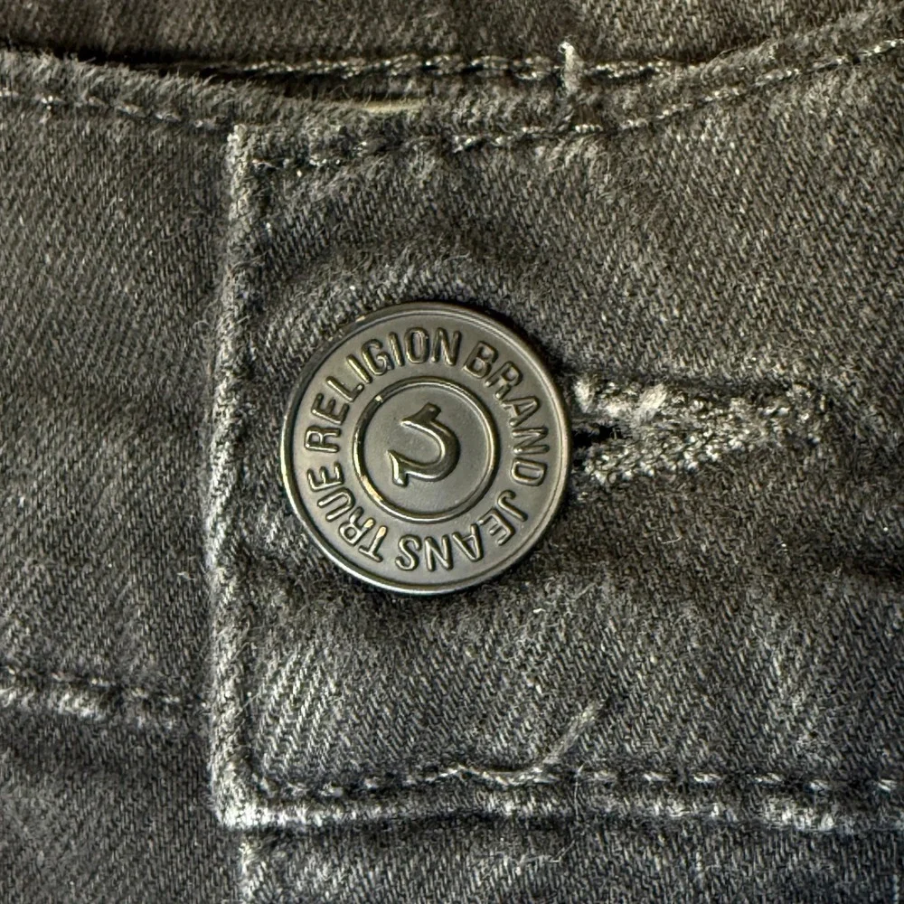 True Religion Mens Slim Moto Zippers Black Biker Jeans MAXH208EL Size‎ 38x33